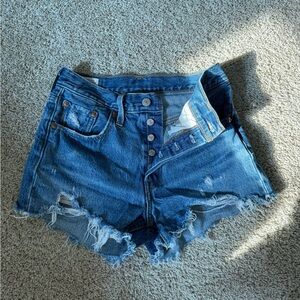 Levi's Blue Distressed Jean Shorts
